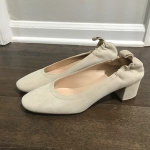 Everlane Cream Suede Day Heels